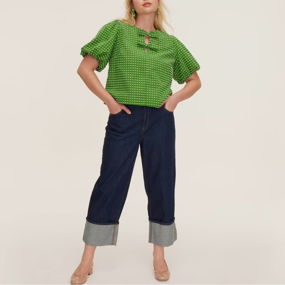 Kate Spade High-Rise Straight Leg Wide Cuff Jeans